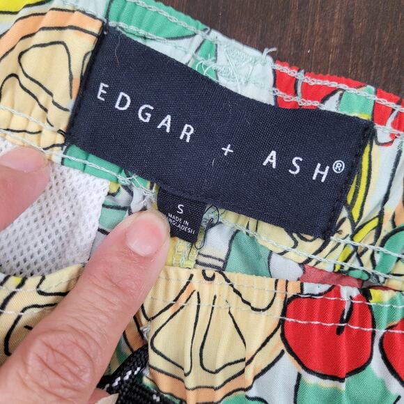 Edgar + Ash Men’s Small Swim Trunks Board Shorts Lemon Cherry Print - Picture 4 of 5
